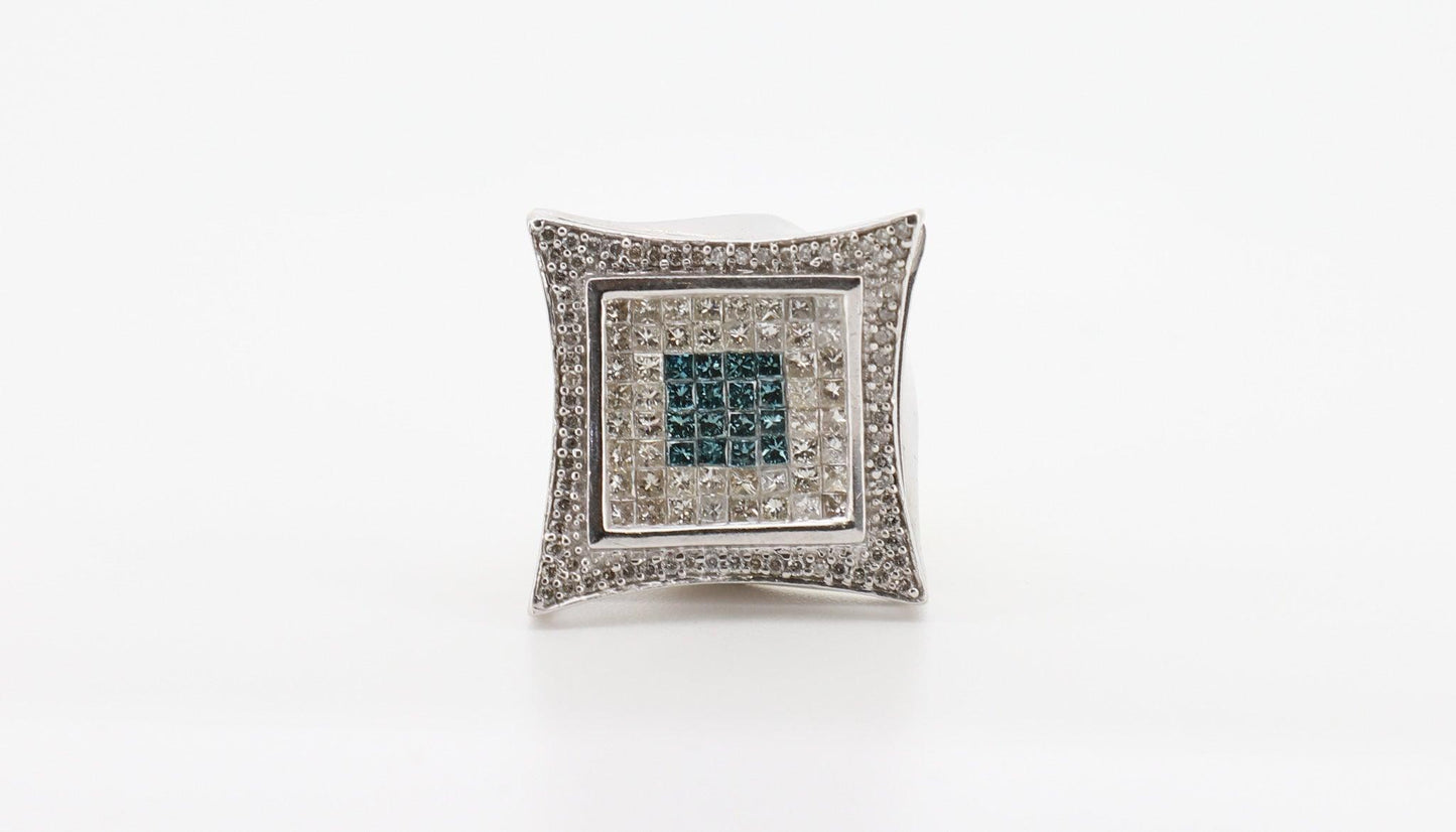 14K Gold 2 Carat Round & Princess Cut Diamond Ring