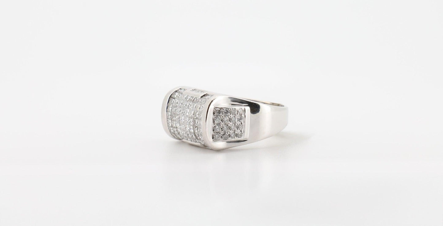 14K Gold 3 Carat VS1 Princess and Round Cut Diamond Ring