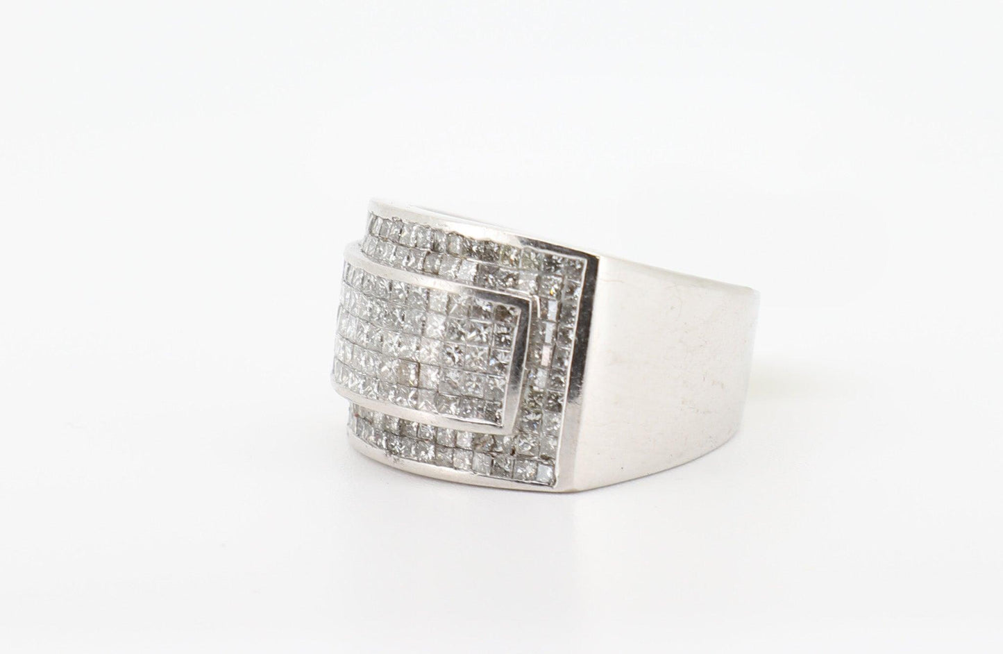 14K White Gold 4 Carat Princess Cut Diamond Ring
