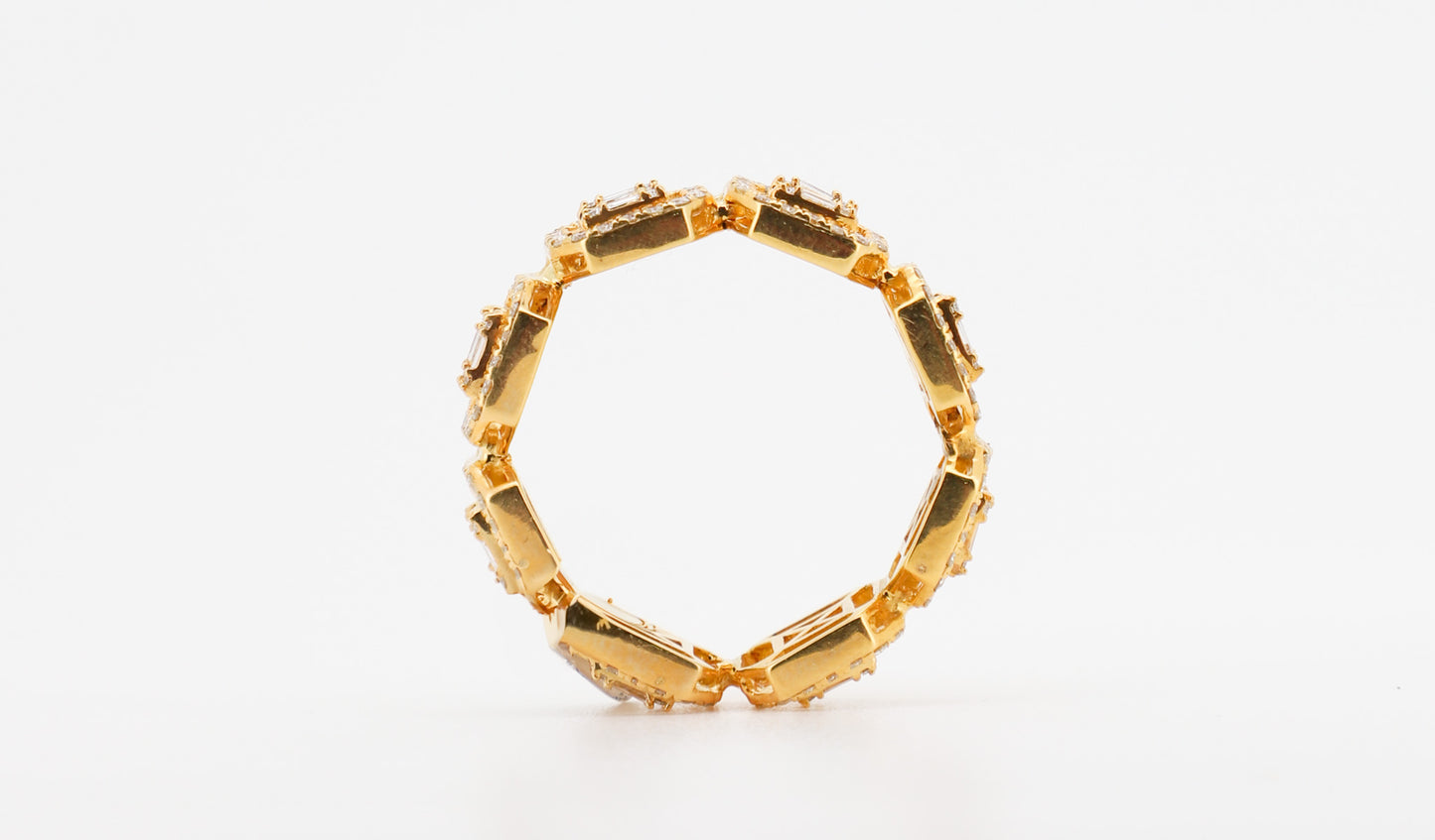 14K Gold Men’s Ring with Round and Baguette-Cut Diamonds