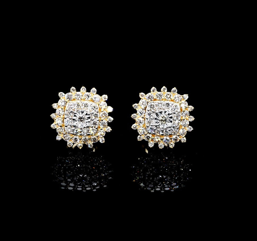 Radiant Square Halo Diamond Studs