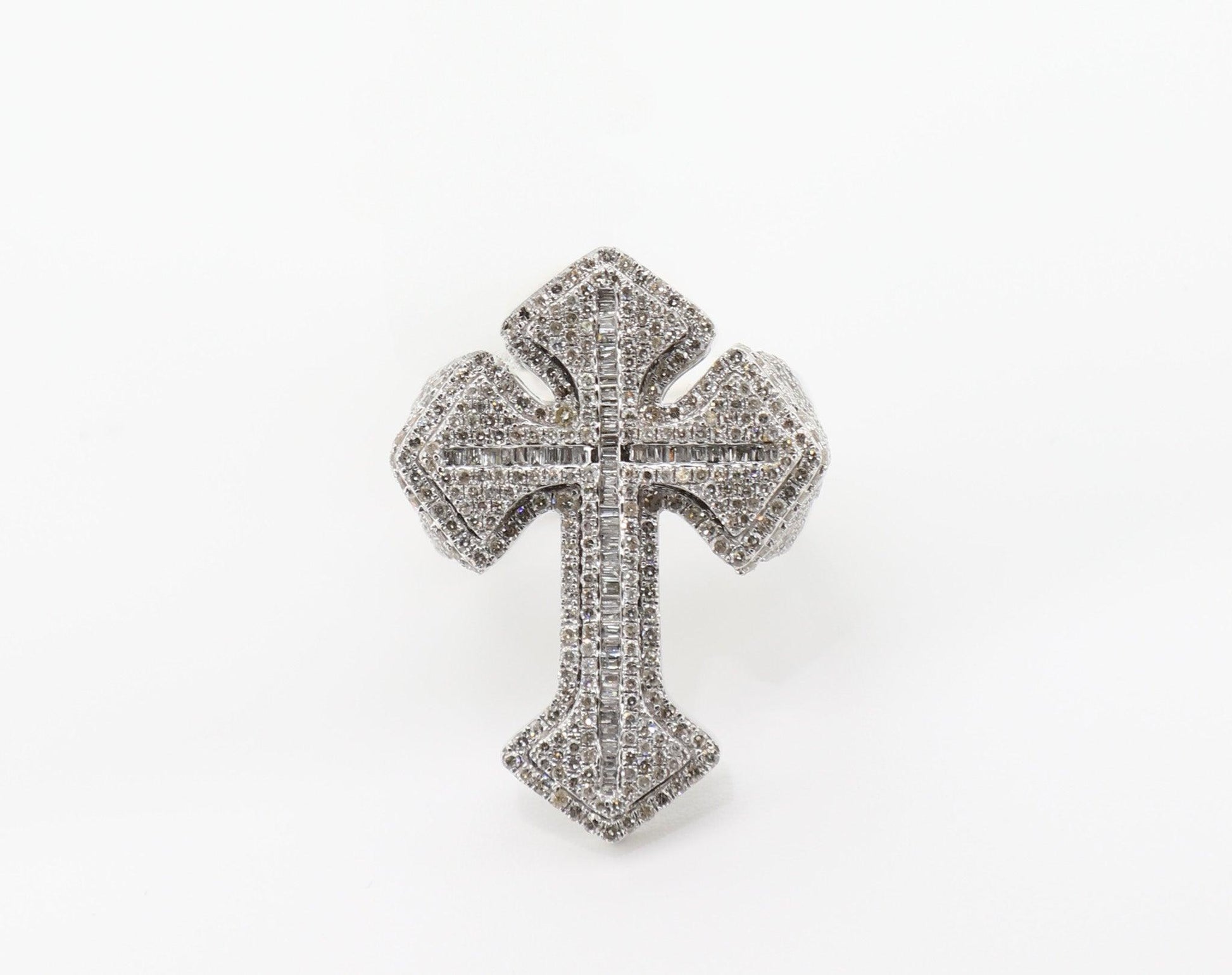 10K White Gold 2.4 Carat Diamond Cross Ring