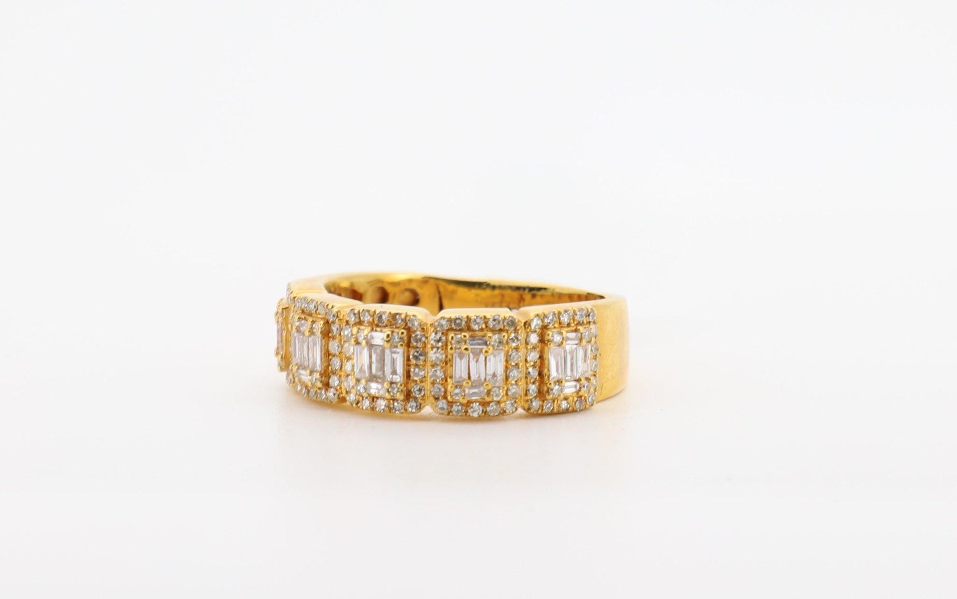14K Gold 1.5 Carat Baguette & Round Cut Diamond Ring