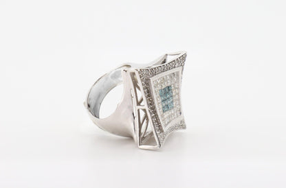 14K Gold 2 Carat Round & Princess Cut Diamond Ring