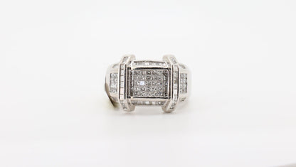 14K White Gold 3 Carat Princess & Baguette Cut Diamond Ring