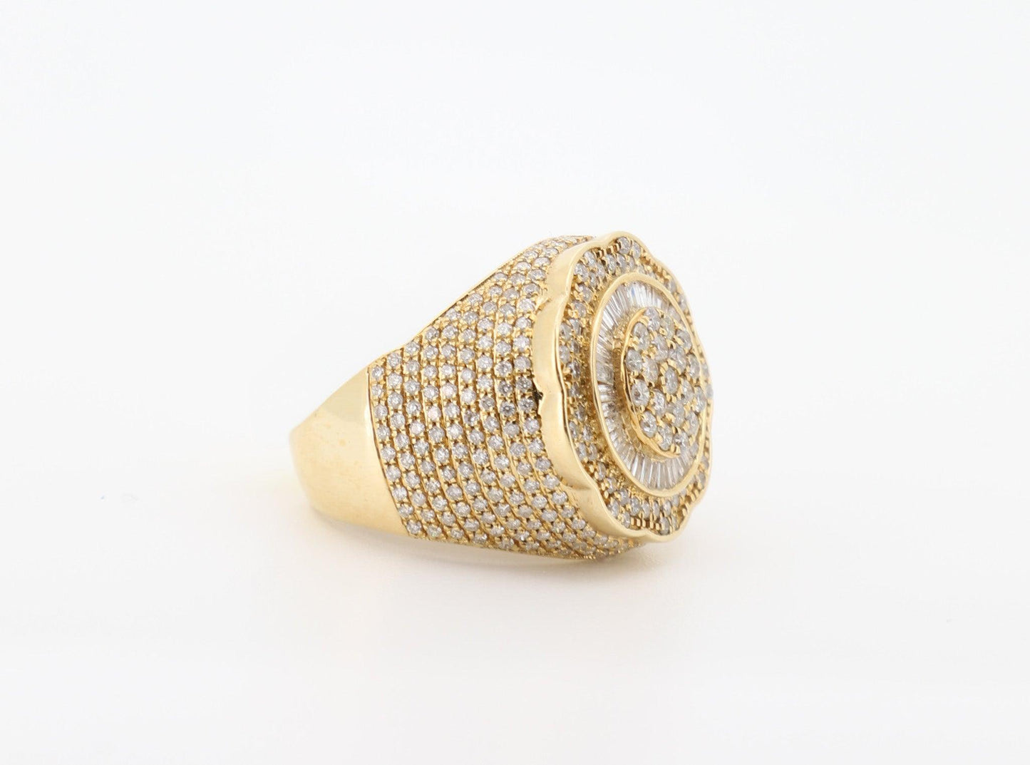 14K Gold 5.05 Carat Round & Baguette Cut Diamond Ring