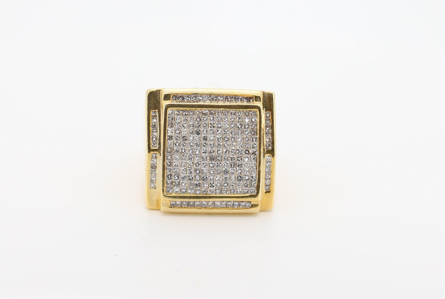 14K Gold 5 Carat Princess & Round Cut Diamond Ring