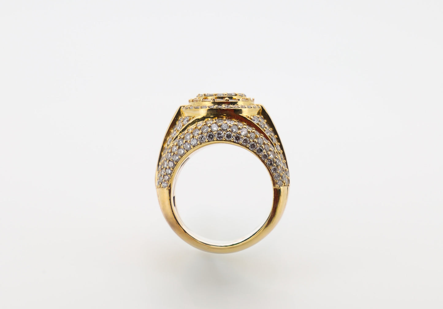 10K Gold Men’s Ring with Round and Baguette-Cut Diamonds
