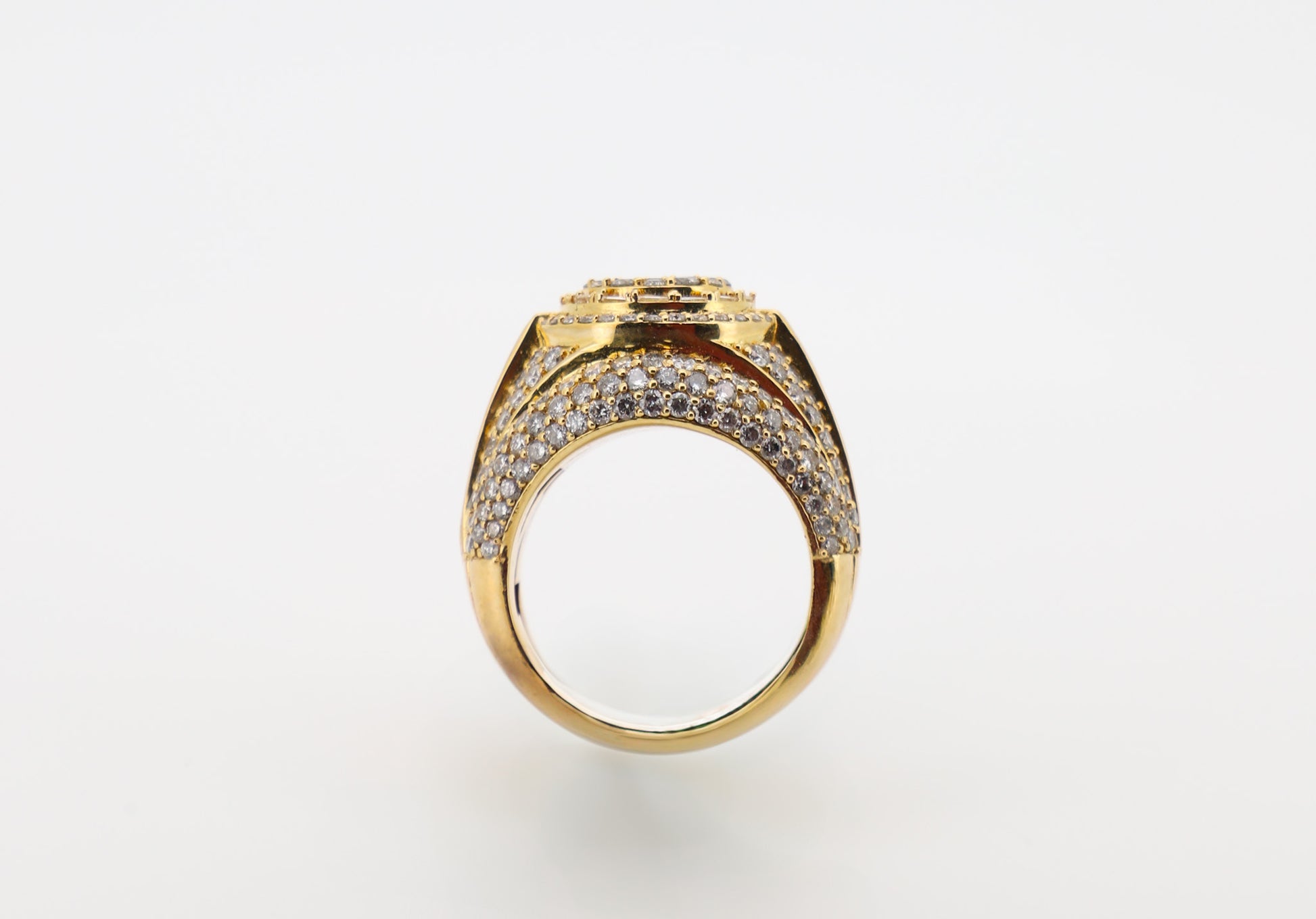 10K Gold Men’s Ring with Round and Baguette-Cut Diamonds