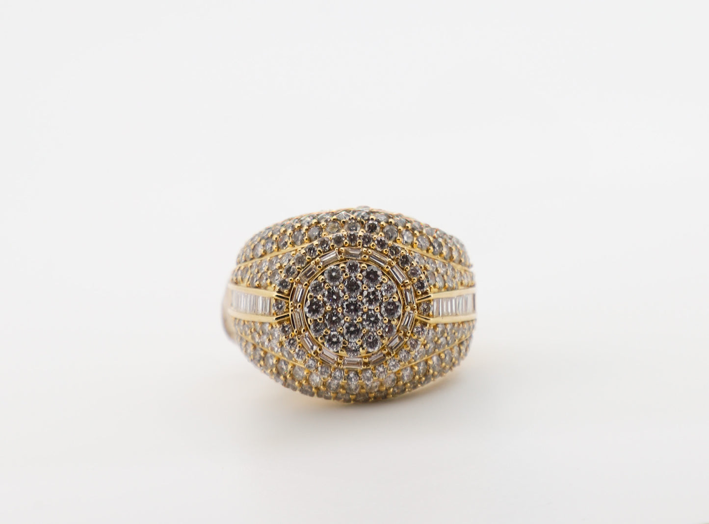 10K Gold Men’s Ring with Round and Baguette-Cut Diamonds