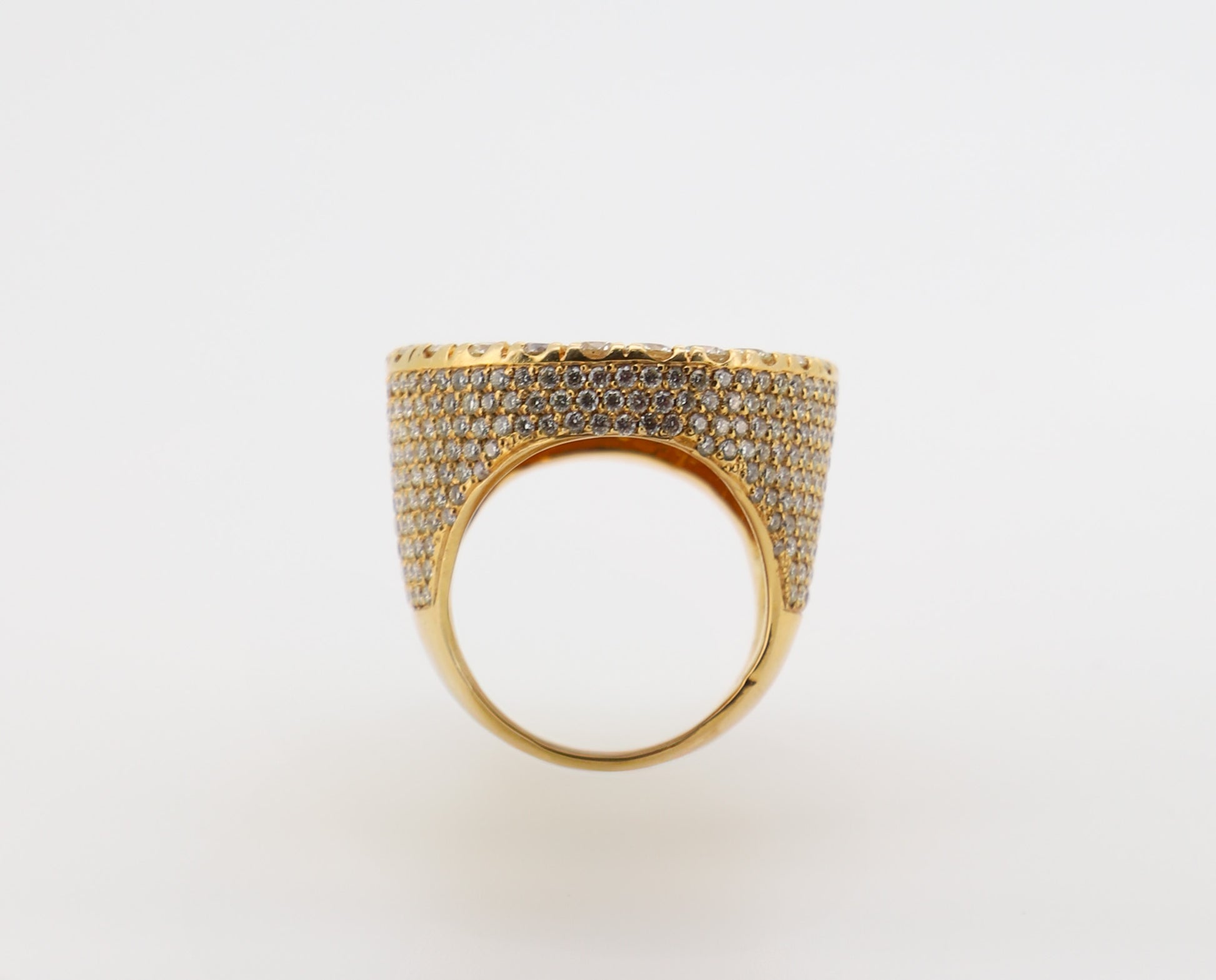 14K Gold Men’s Ring with 24K Coin and Round-Cut Diamonds