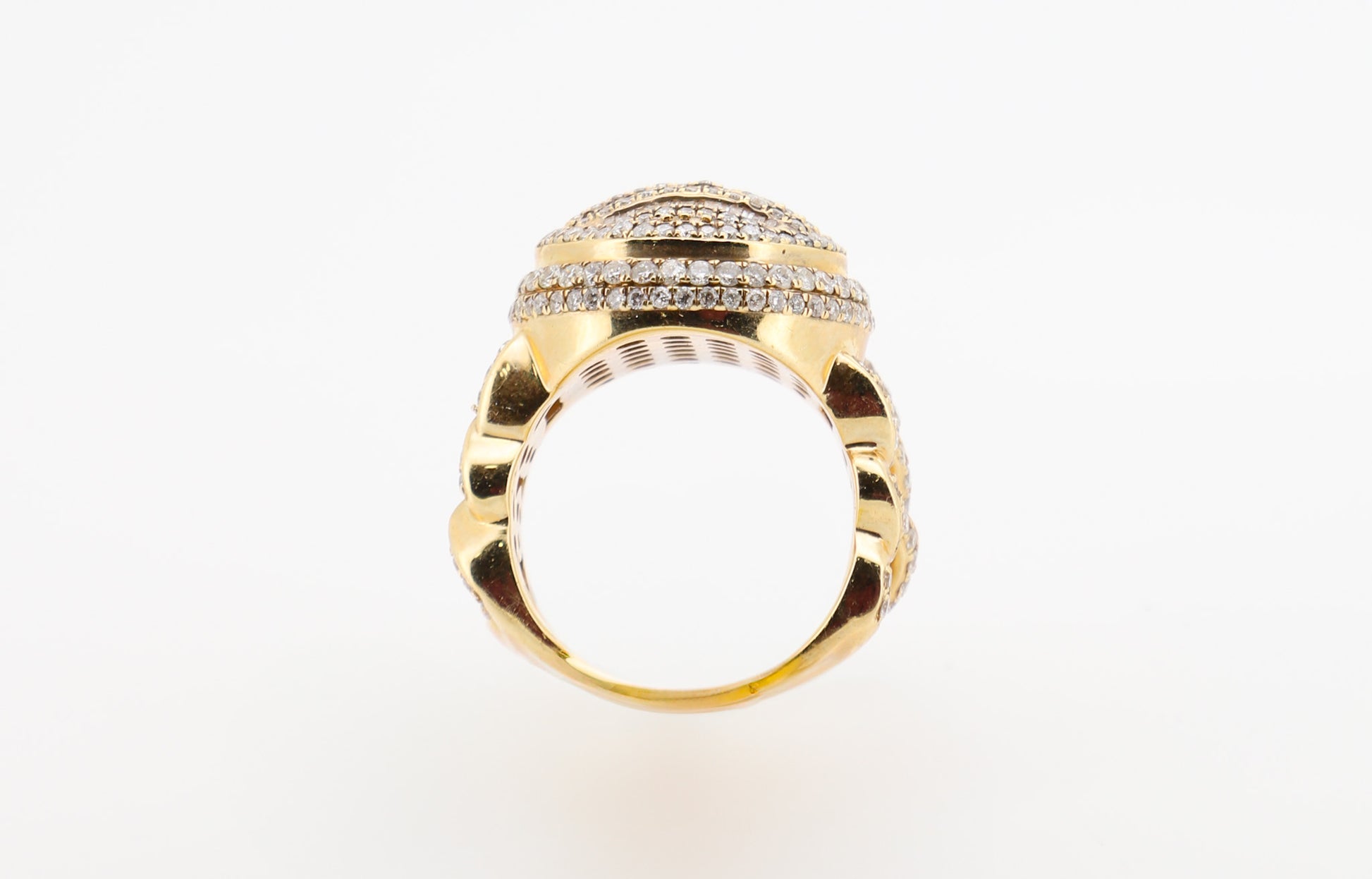 14K Gold Men’s Ring with Round and Baguette-Cut Diamonds