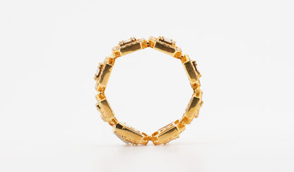 14K Gold Men’s Ring with Round and Baguette-Cut Diamonds