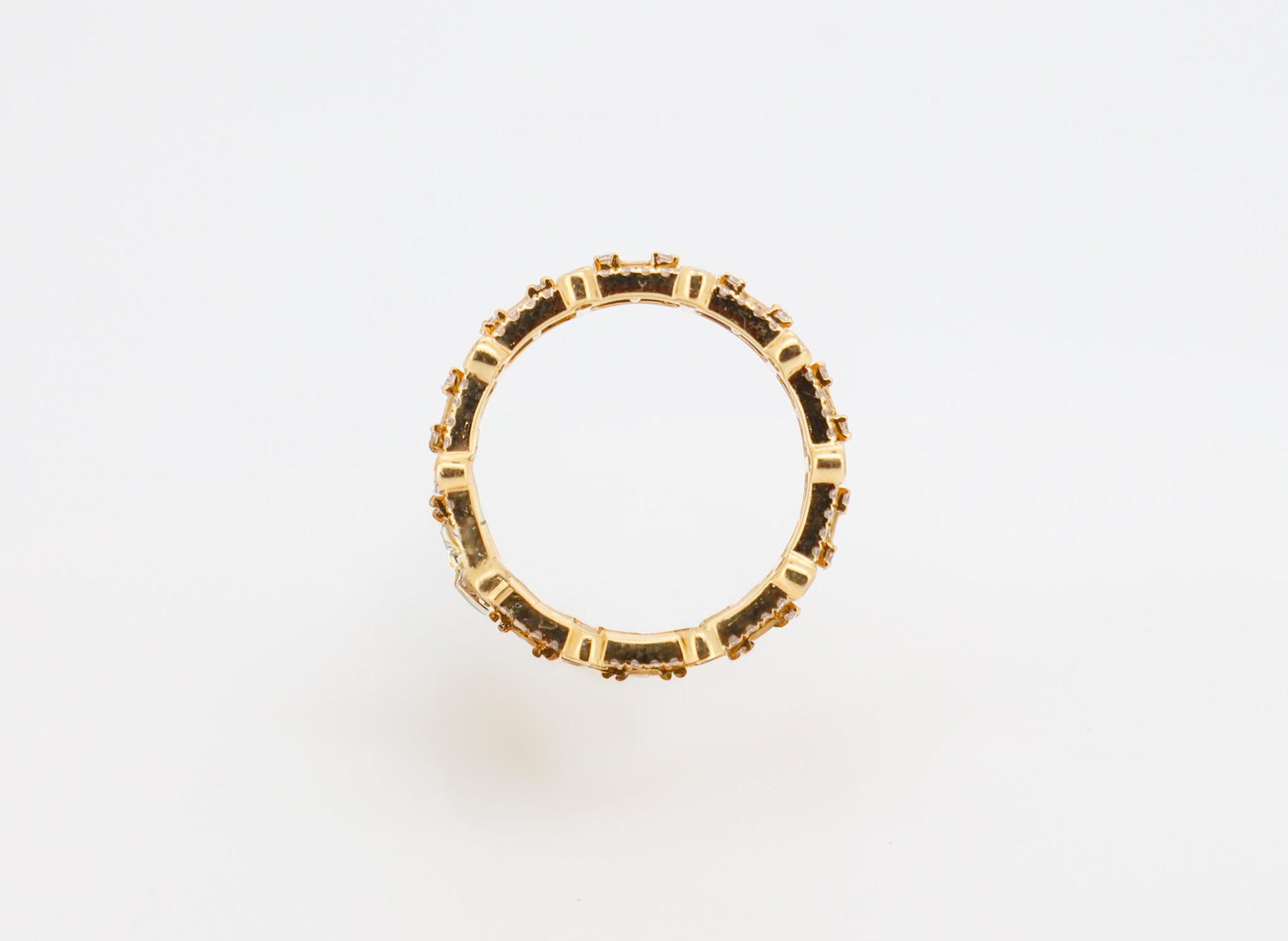 14K Gold Men’s Ring with Round and Baguette-Cut Diamonds