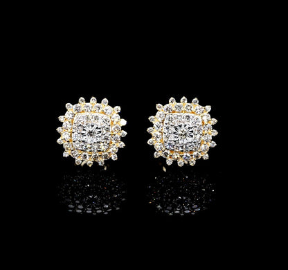 Radiant Square Halo Diamond Studs