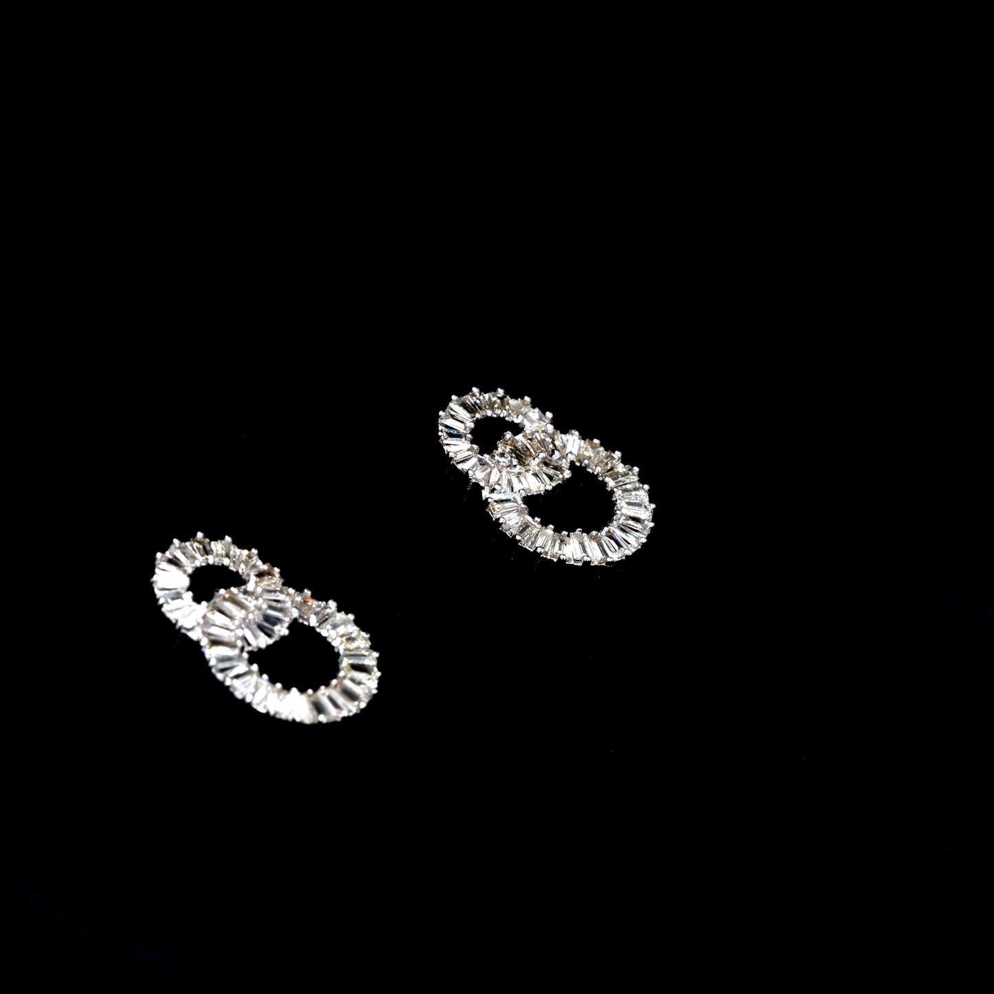 Interlocking Baguette Diamond Earrings