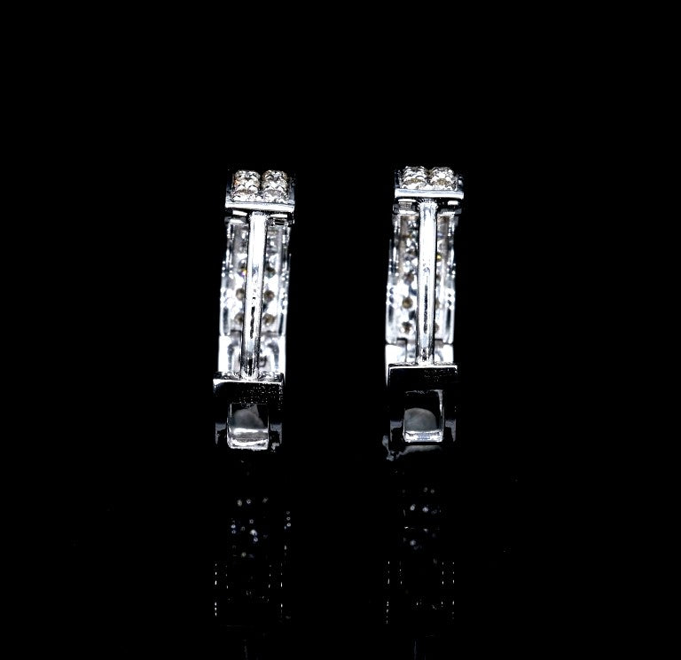 Double Row Diamond Huggie Hoops
